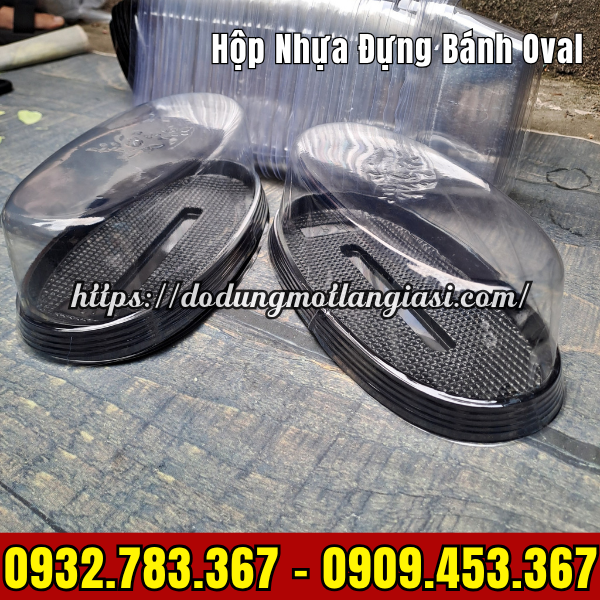 HỘP NHỰA ĐẾ ĐEN OVAL