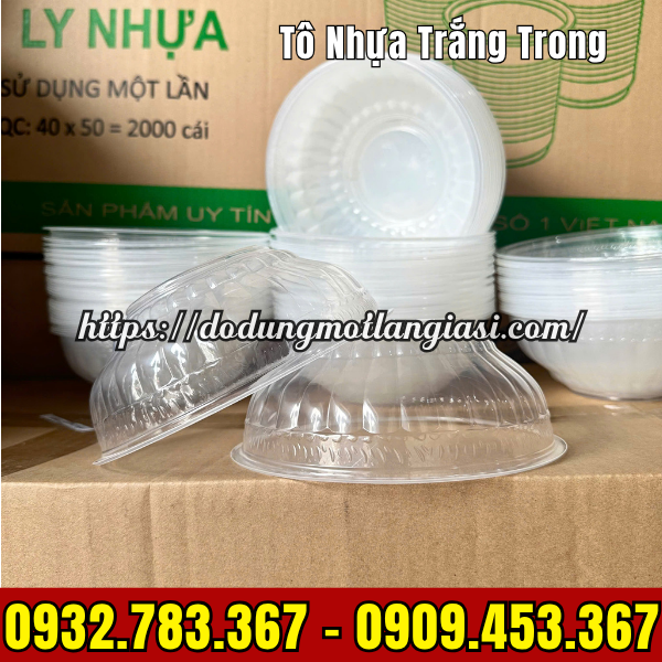 TÔ NHỰA TRẮNG TRONG DÙNG 1 LẦN
