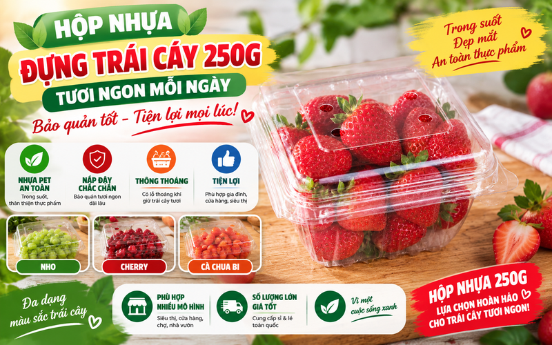 HỘP NHỰA ĐỰNG TRÁI CÂY 250G CHẤT LƯỢNG GIÁ SỈ