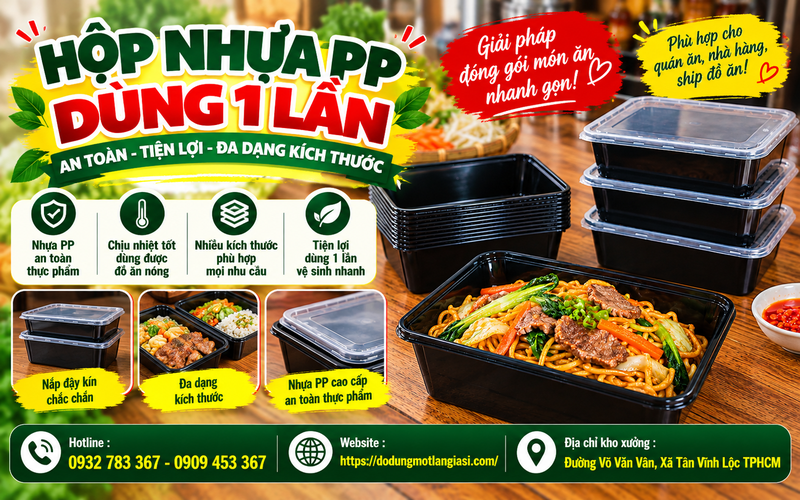 BÁN SỈ HỘP NHỰA PP CHỮ NHẬT DÙNG 1 LẦN THÙNG 300 CÁI