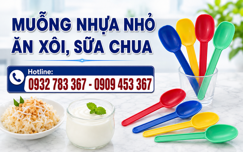MUỖNG NHỰA NHỎ ĂN XÔI, KEM, SỮA CHUA ĐỦ MÀU GIÁ SỈ