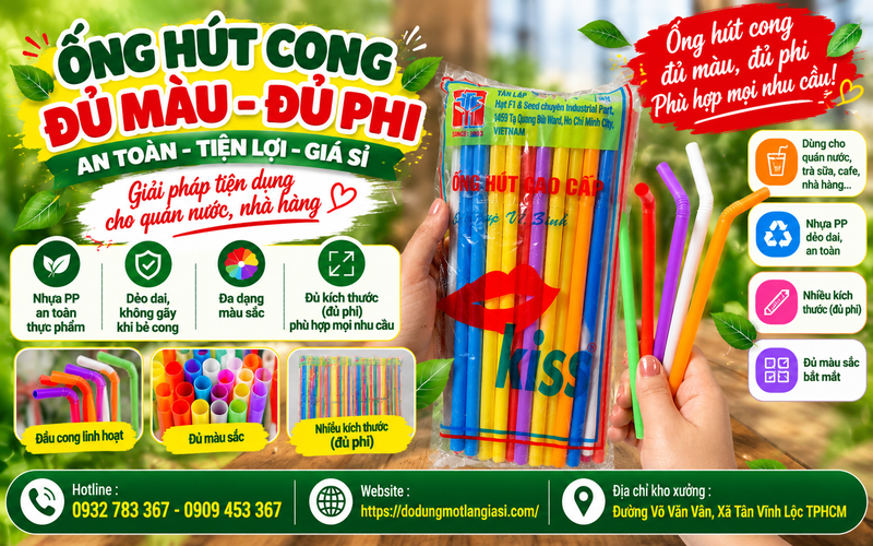 SỈ RẺ ỐNG HÚT CONG NHIỀU MÀU CHO ĐẠI LÝ HCM