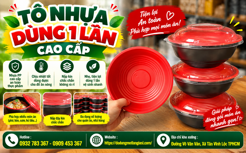 BÁN SỈ GIÁ RẺ TÔ NHỰA CAO CẤP DÙNG 1 LẦN MÀU ĐỎ ĐEN