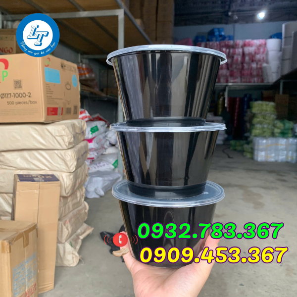 ĐẠI LÝ CHUYÊN SỈ ĐỒ NHỰA DÙNG 1 LẦN UY TÍN TẠI TPHCM tô nhựa, thố nhựa đen nắp trong