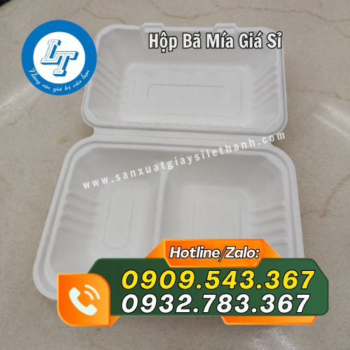 hộp bã mía 2 ngăn chia tiện lợi hộp bã mía 2 ngăn chia tiện lợi