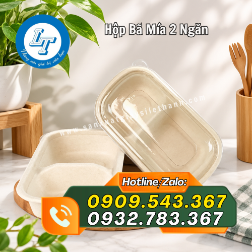 hộp bã mía 2 ngăn nắp rời hộp bã mía 2 ngăn nắp rời
