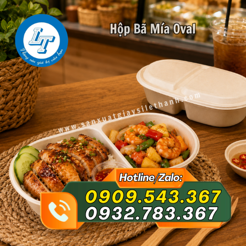 hộp bã mía oval đựng thức ăn bắt mắt hộp bã mía oval đựng thức ăn bắt mắt