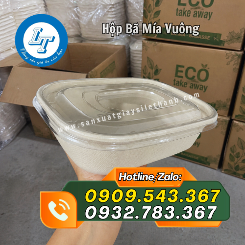 hộp bã mía vuông nắp rời hộp bã mía vuông nắp rời