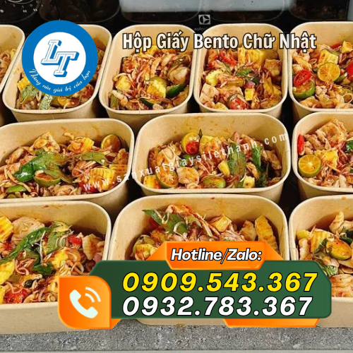 hộp giấy bento chữ nhật đựng đồ ăn bắt mắt hộp giấy bento chữ nhật đựng đồ ăn bắt mắt