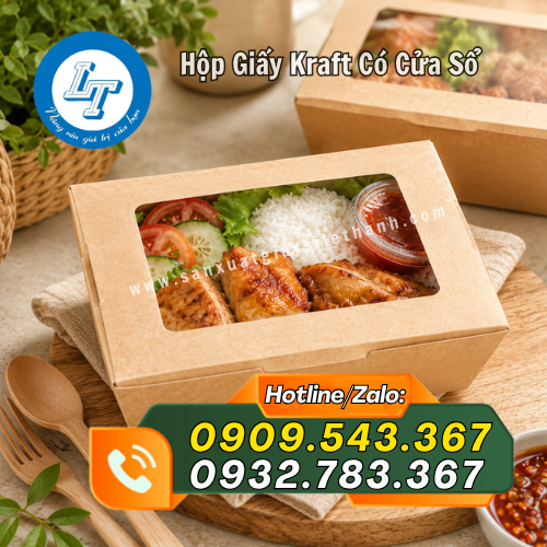 hộp giấy kraft có cửa sổ đựng thức ăn bắt mắt hộp giấy kraft có cửa sổ đựng thức ăn bắt mắt