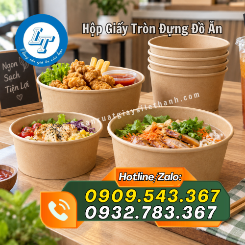 hộp giấy tròn đựng đồ ăn nhiều dung tích hộp giấy tròn đựng đồ ăn nhiều dung tích