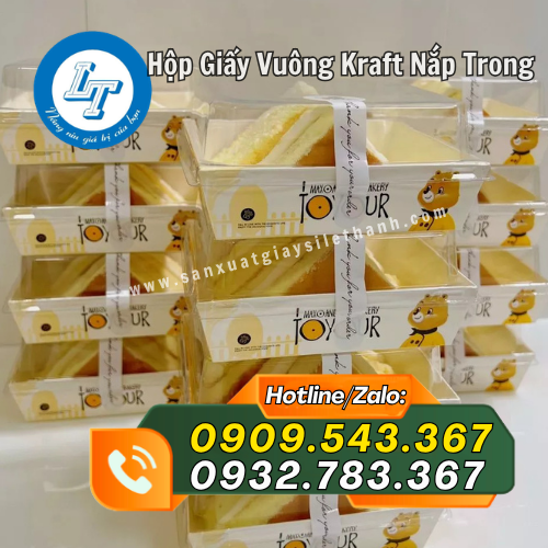 hộp giấy vuông kraft nắp trong có in logo hộp giấy vuông kraft nắp trong có in logo