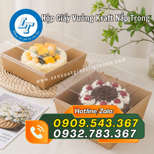 hộp giấy vuông kraft nắp trong đựng bánh hộp giấy vuông kraft nắp trong đựng bánh
