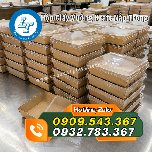 hộp giấy vuông kraft nắp trong giá sỉ rẻ đựng thực phẩm hộp giấy vuông kraft nắp trong giá sỉ rẻ đựng thực phẩm
