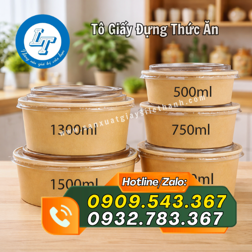 kích thước tô giấy đựng thức ăn nhiều cỡ kích thước tô giấy đựng thức ăn nhiều cỡ