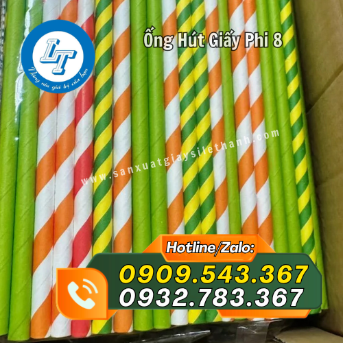 ống hút giấy phi 8 kẻ sọc ống hút giấy phi 8 kẻ sọc