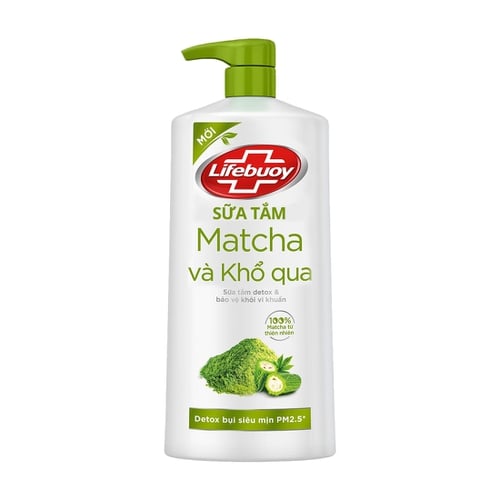 Sữa tắm Detox và bảo vệ khỏi vi khuẩn Lifebuoy - Matcha và Khổ Qua (Chai 800g)