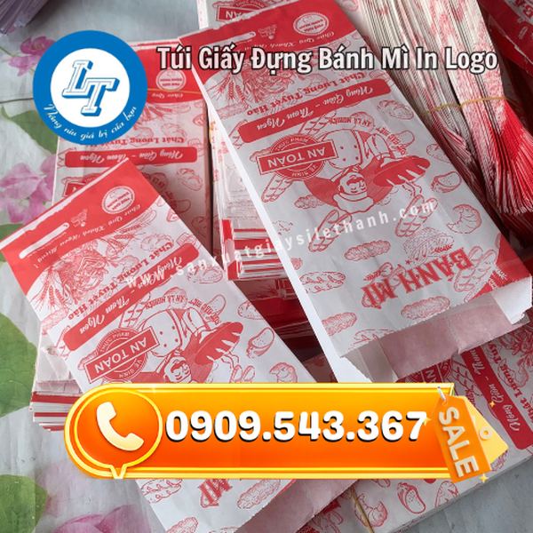 TÚI GIẤY ĐỰNG BÁNH MÌ IN LOGO THEO YÊU CẦU