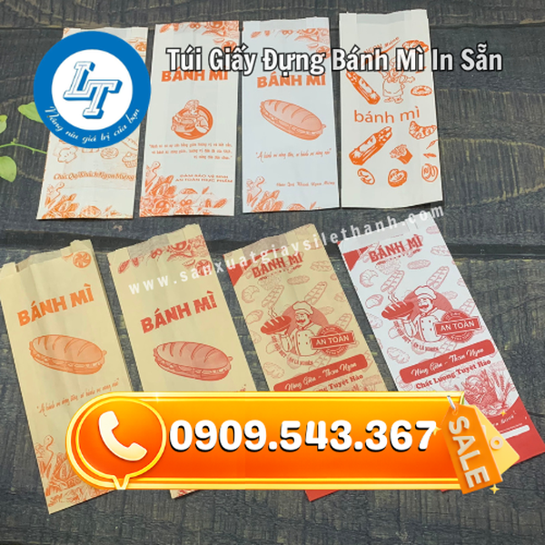 TÚI GIẤY ĐỰNG BÁNH MÌ IN SẴN