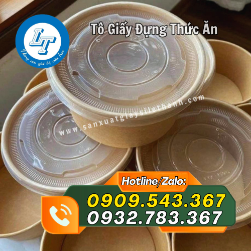 tô giấy đựng thức ăn kèm nắp tô giấy đựng thức ăn kèm nắp