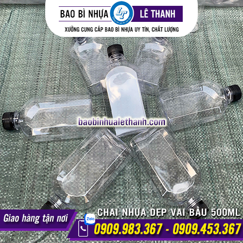 Chai nhựa dẹp vai bầu 500ml giá sỉ