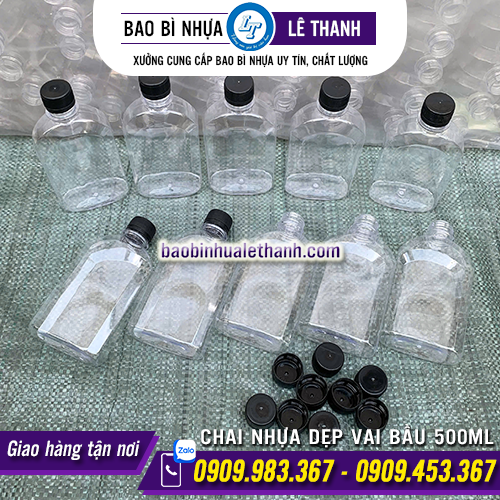 Chai nhựa dẹp vai bầu 500ml