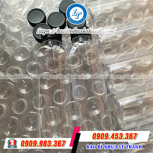 Chai nhựa tròn 500ml miệng rộng trong suốt Chai nhựa tròn 500ml miệng rộng trong suốt
