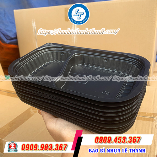 Hộp nhựa đế đen 2 ngăn Hộp nhựa đế đen 2 ngăn
