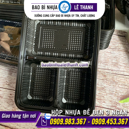 Hộp nhựa đế đen 3 ngăn chất lượng