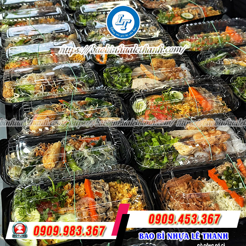 Hộp nhựa đế đen đựng thức ăn mang đi Hộp nhựa đế đen đựng thức ăn mang đi