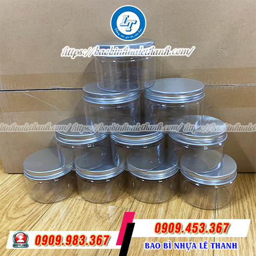Hũ nhựa PET nắp nhôm bạc Hũ nhựa PET nắp nhôm bạc