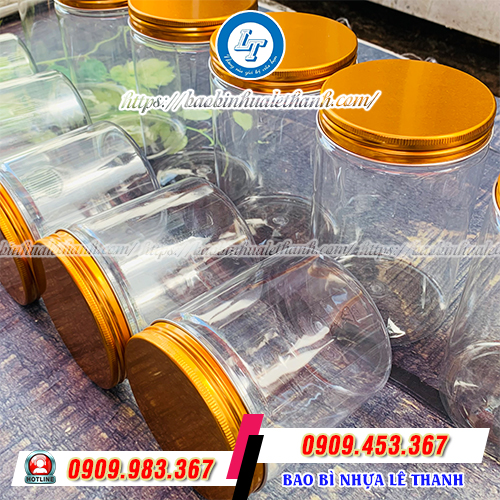 Hũ nhựa PET nắp nhôm vàng Hũ nhựa PET nắp nhôm vàng