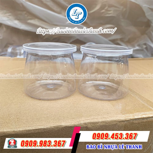 Hũ sữa chua nhựa trong suốt đáy tròn Hũ sữa chua nhựa trong suốt đáy tròn