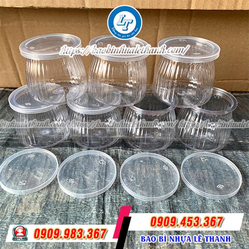 Hũ sữa chua nhựa trong suốt sọc khía Hũ sữa chua nhựa trong suốt sọc khía