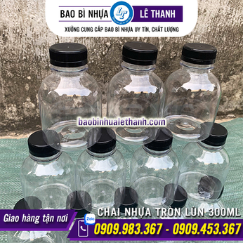 CHAI NHỰA TRÒN LÙN 330ML MIỆNG RỘNG