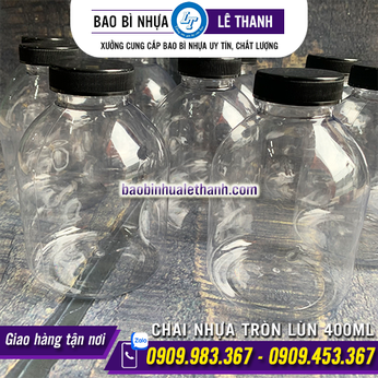CHAI NHỰA TRÒN LÙN 400ML MIỆNG RỘNG