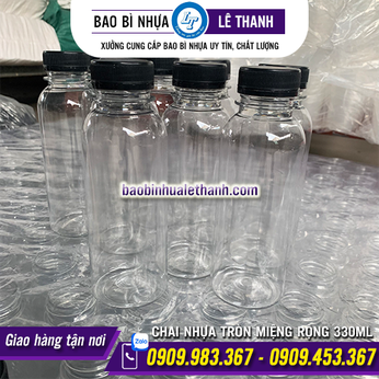 CHAI NHỰA TRÒN MIỆNG RỘNG 330ML