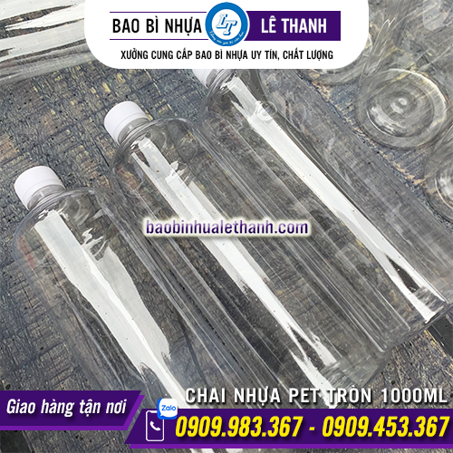 CHAI NHỰA PET TRÒN 1000ML