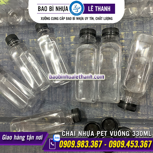 CHAI NHỰA PET VUÔNG 330ML