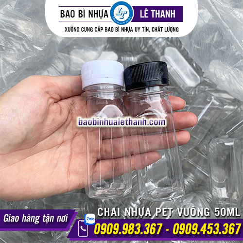 CHAI NHỰA PET VUÔNG 50ML