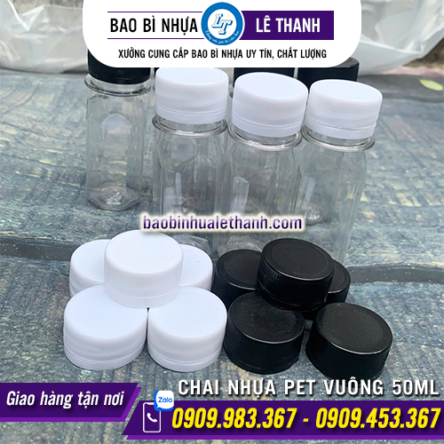 CHAI NHỰA PET VUÔNG 50ML