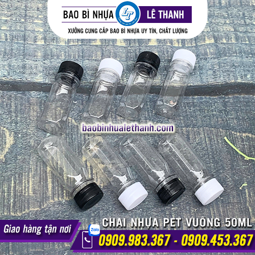 CHAI NHỰA PET VUÔNG 50ML