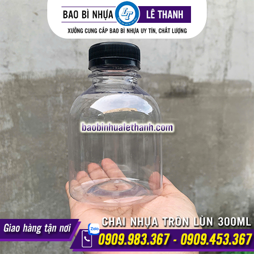 CHAI NHỰA TRÒN LÙN 330ML MIỆNG RỘNG