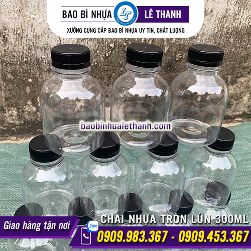 CHAI NHỰA TRÒN LÙN 330ML MIỆNG RỘNG