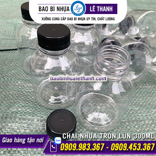 CHAI NHỰA TRÒN LÙN 330ML MIỆNG RỘNG