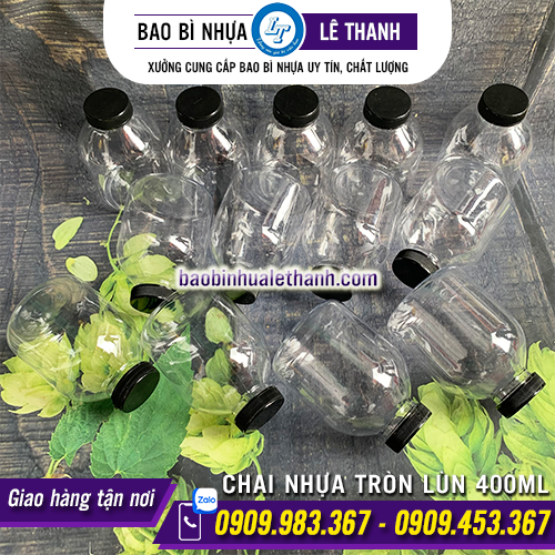 CHAI NHỰA TRÒN LÙN 400ML MIỆNG RỘNG