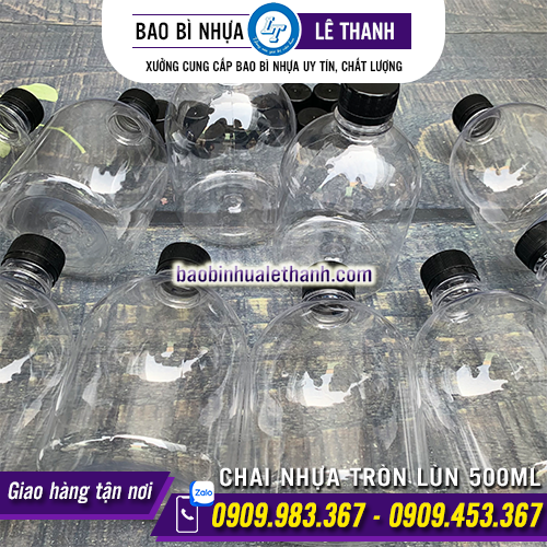 CHAI NHỰA TRÒN LÙN 500ML
