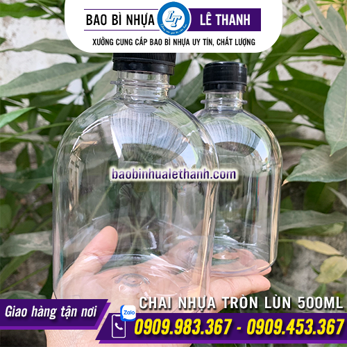 CHAI NHỰA TRÒN LÙN 500ML