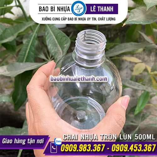 CHAI NHỰA TRÒN LÙN 500ML