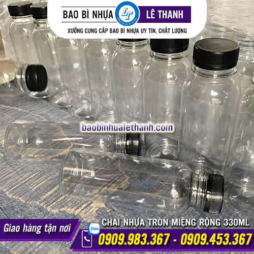 CHAI NHỰA TRÒN MIỆNG RỘNG 330ML